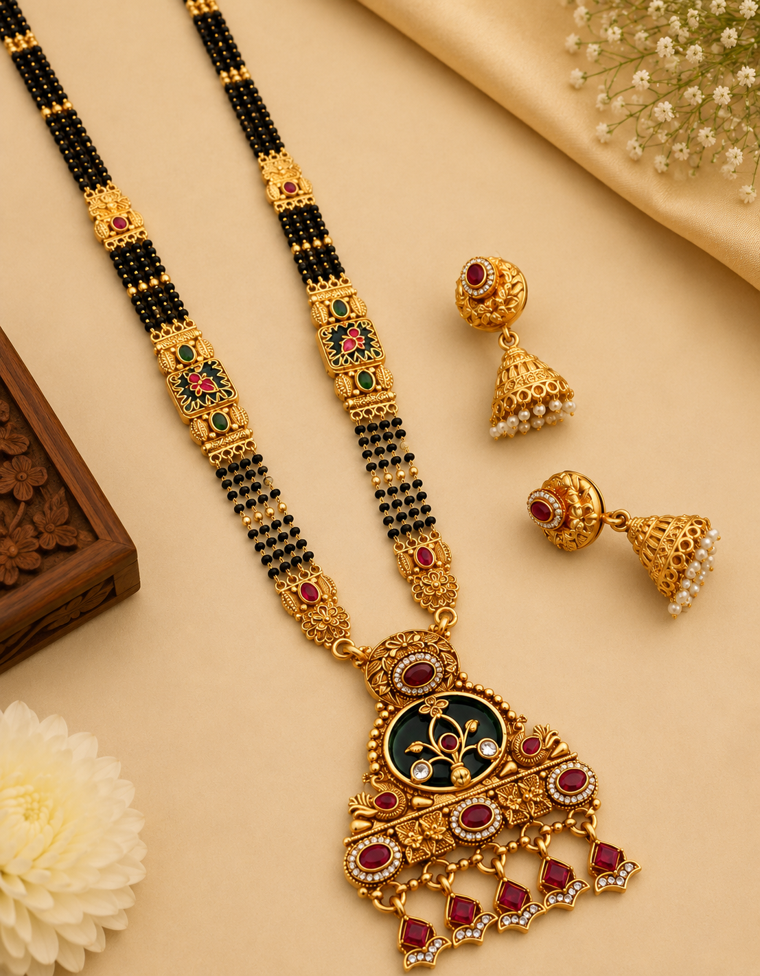 ChatGPT Image Jun 11, 2026, 09_18_32 PM Ruby Bloom Mangalsutra Set - Image 1