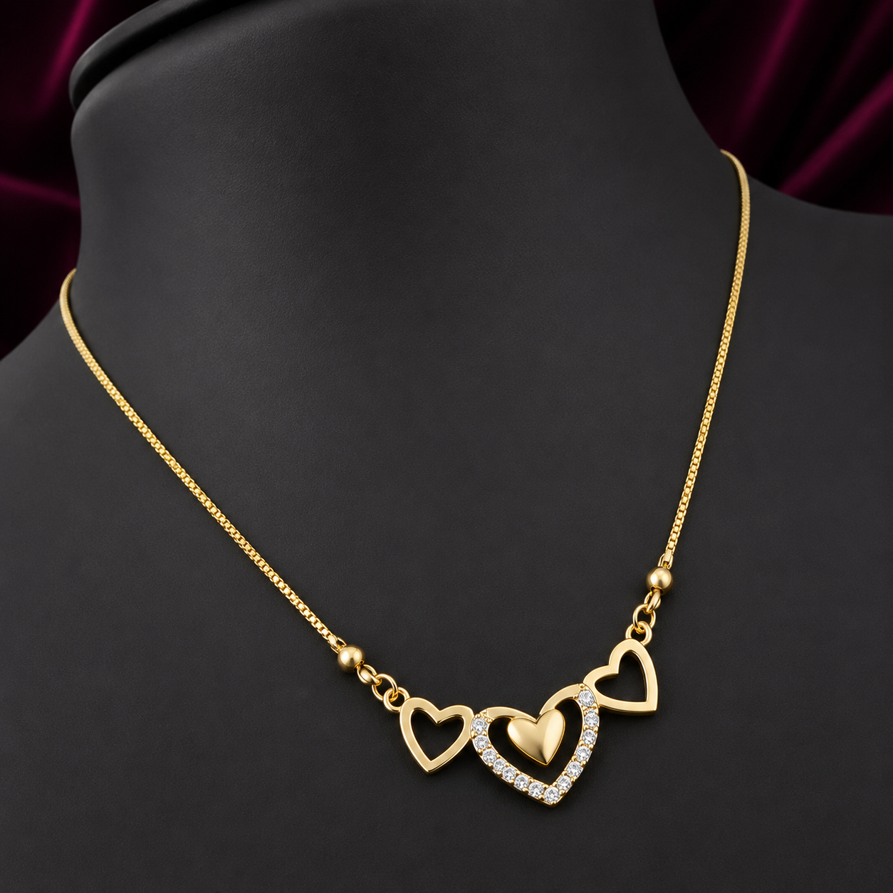 ChatGPT Image Jun 16, 2026, 08_33_25 PM Golden Triple Heart Necklace - Image 1