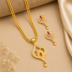 Ruby Leaf Pendant Set