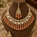 Peach Kundan Choker Set