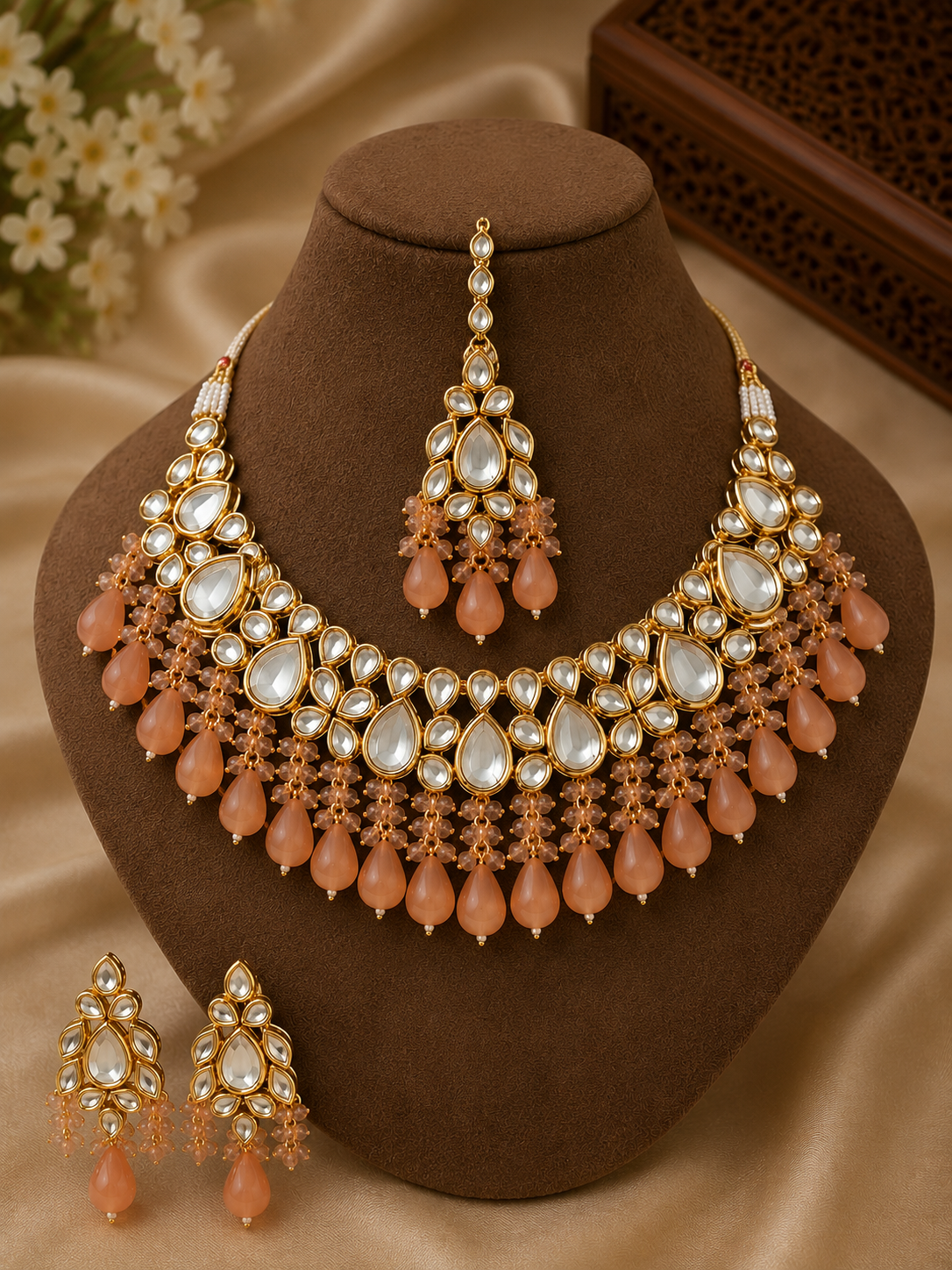 ChatGPT Image Jun 4, 2026, 07_00_30 PM Peach Kundan Choker Set - Image 1