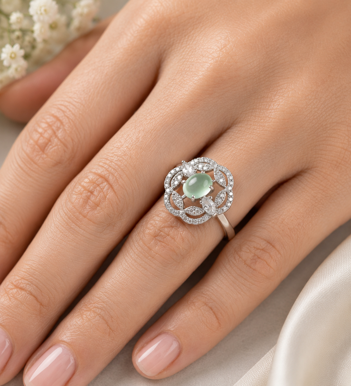 ChatGPT Image Jun 7, 2026, 06_17_29 PM Emerald Bloom Statement Ring - Image 1