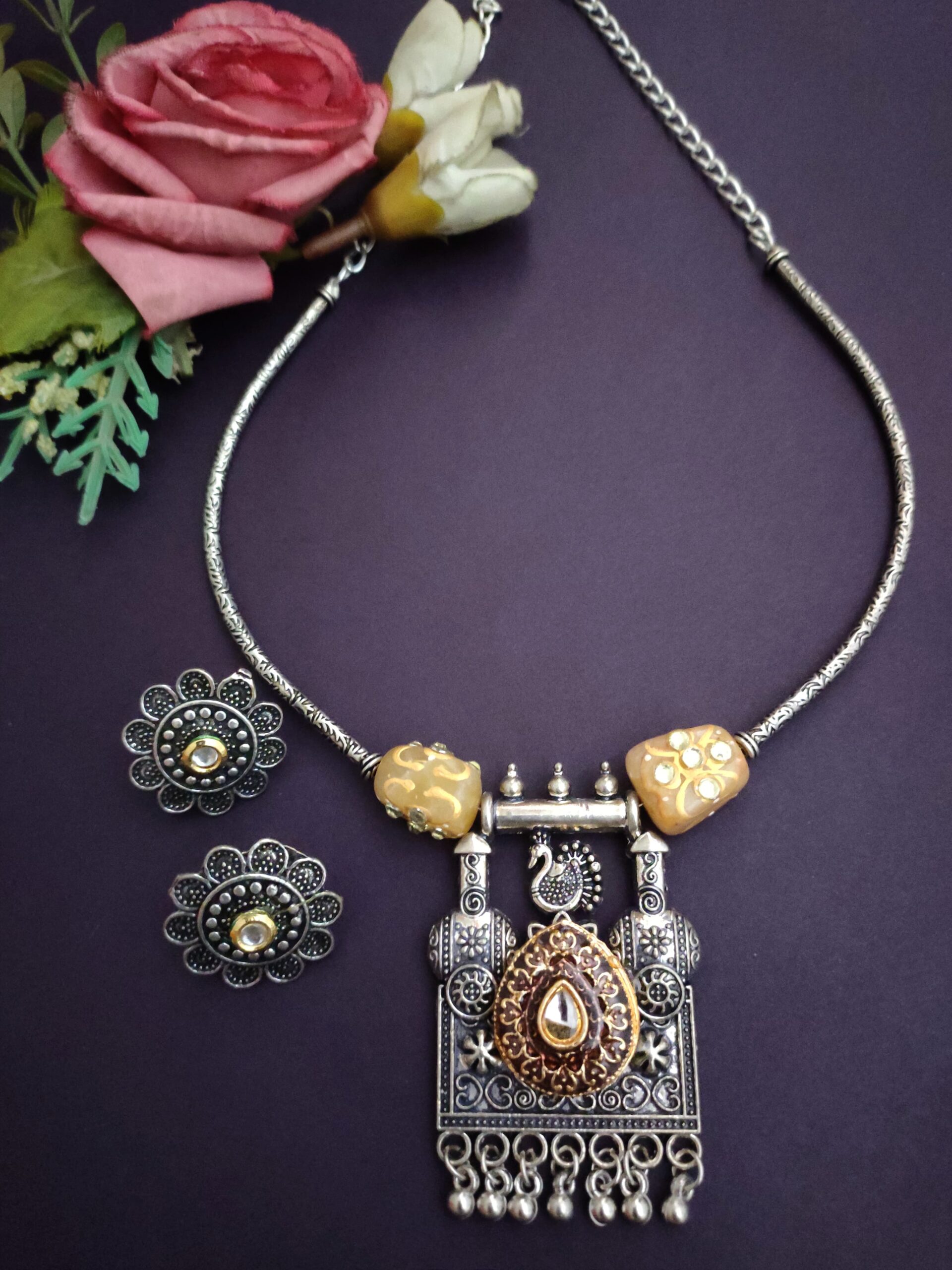 WhatsApp Image 2026-06-11 at 6.57.12 AM (2) Royal Peacock Necklace Set - Image 1